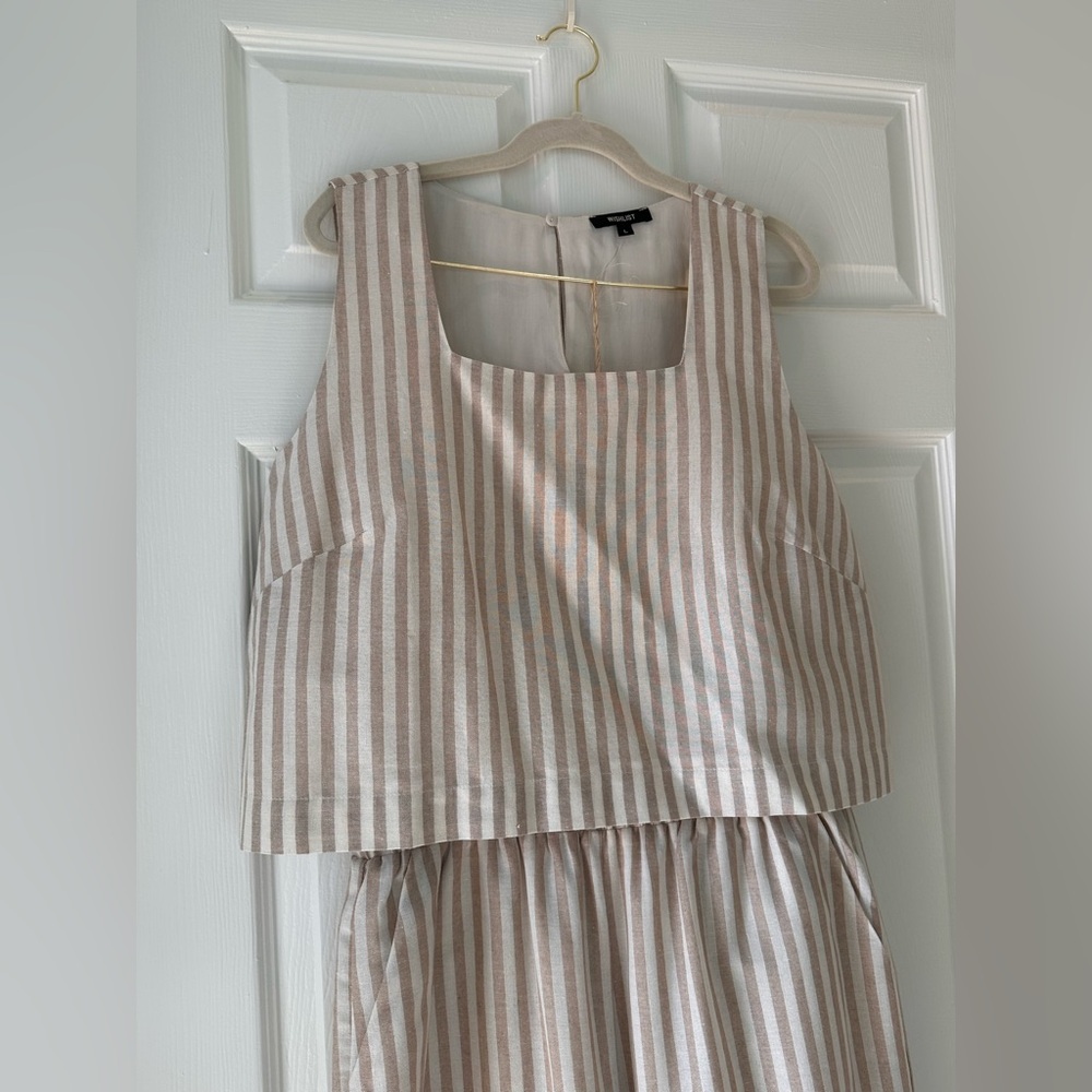 Wishlist Beige & White Striped Cotton Wide-Leg Two Piece Pant Set (Large) - Picture 4 of 12